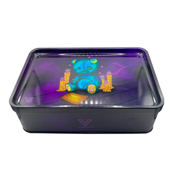 Syndicase Plus XL Metalldose mit Rolling-Tray-Deckel – Design: Ouija Bear